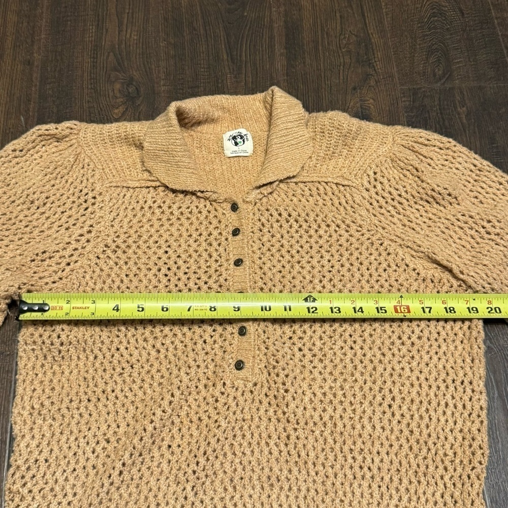 Free People Snowdrift‎ Pullover Camel Heather Sweater Size Large Women - Picture 11 of 12